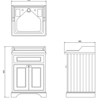 Burlington Vanity Unit, 65cm with Doors and Invisible Overflow Basin